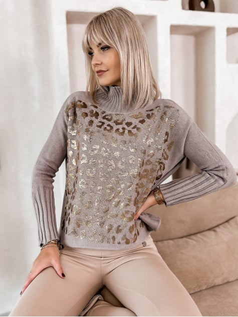 SWETER BURELA CIEMNOBEŻOWY