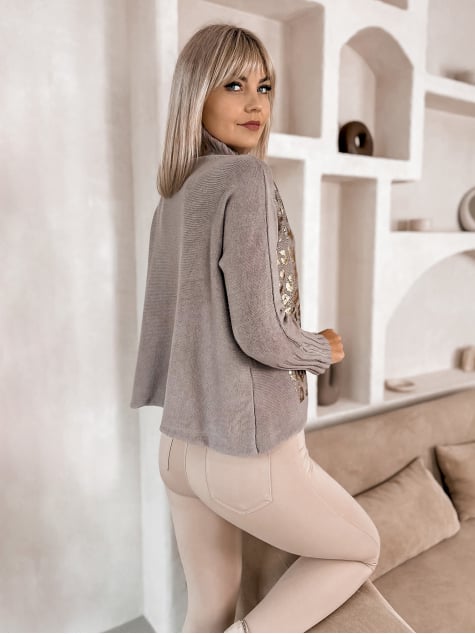 SWETER BURELA CIEMNOBEŻOWY