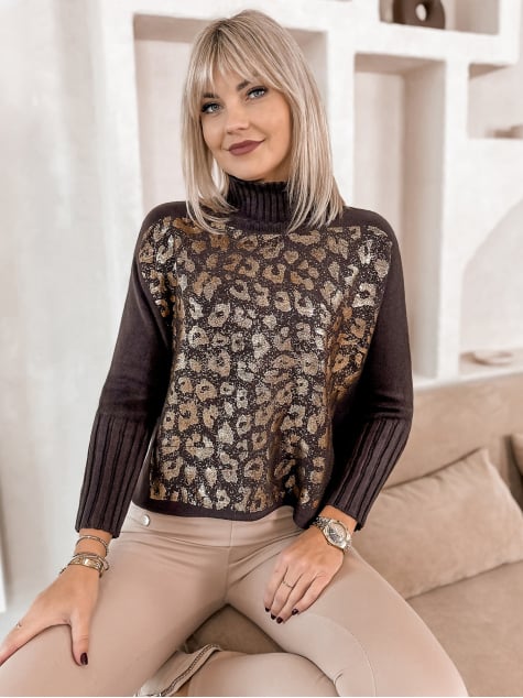 SWETER BURELA BRĄZOWY