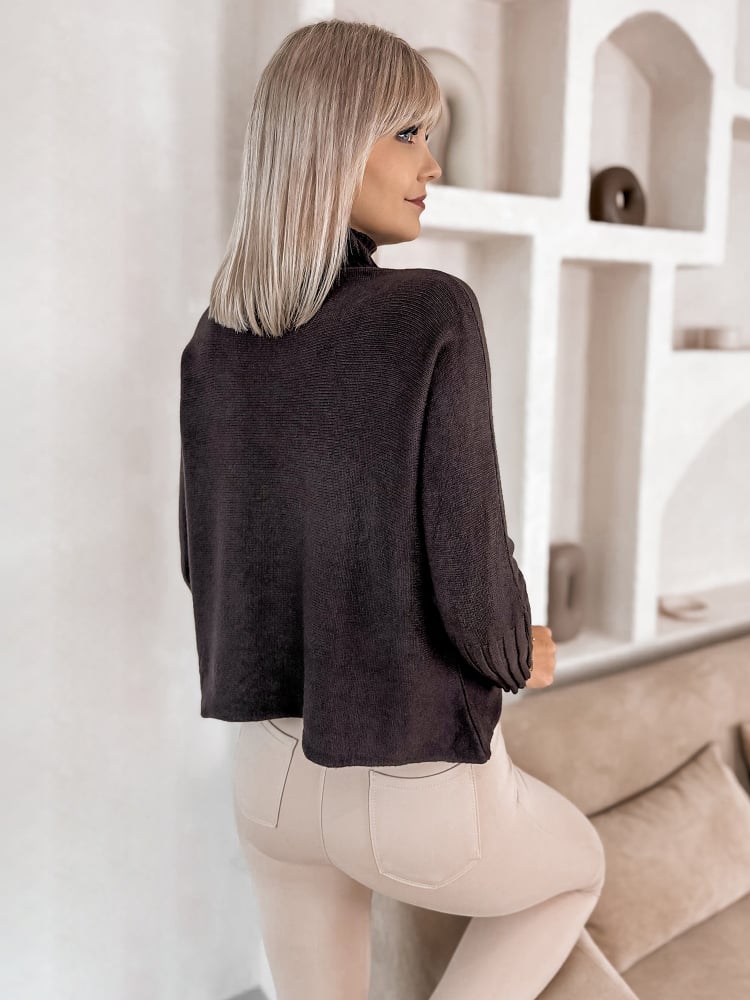 SWETER BURELA BRĄZOWY