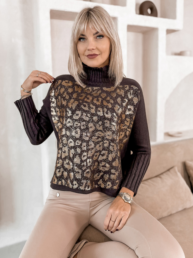 SWETER BURELA BRĄZOWY