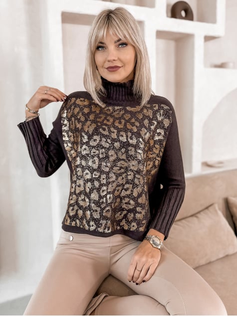 SWETER BURELA BRĄZOWY