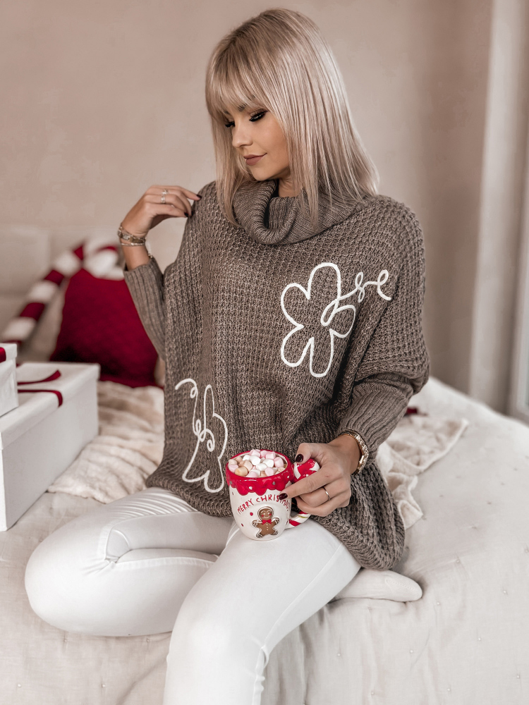 SWETER TEAMO CIEMNOBEŻOWY