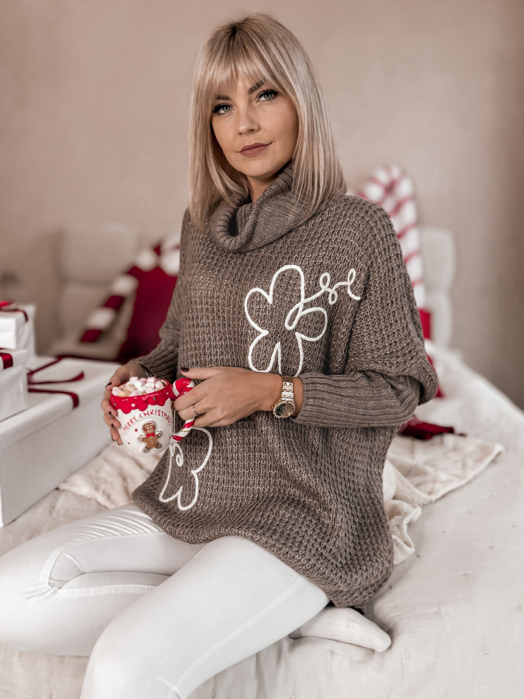 SWETER TEAMO CIEMNOBEŻOWY