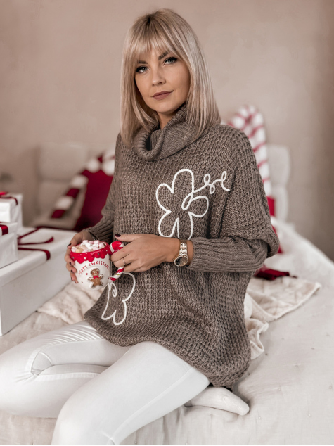 SWETER TEAMO CIEMNOBEŻOWY