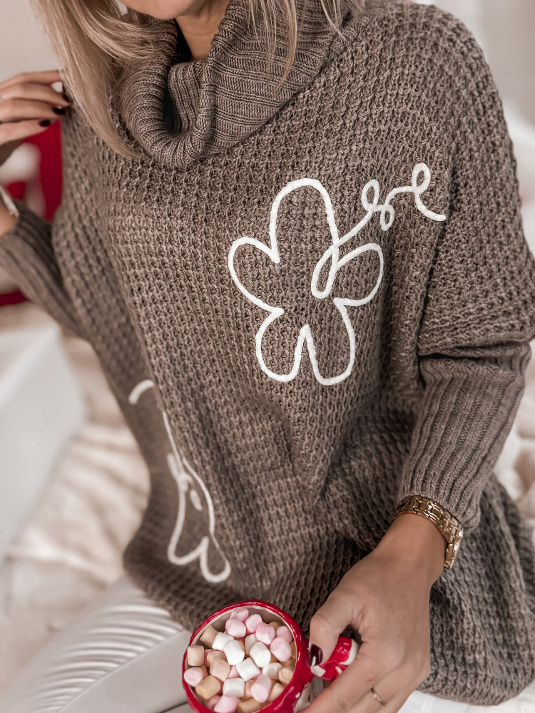 SWETER TEAMO CIEMNOBEŻOWY