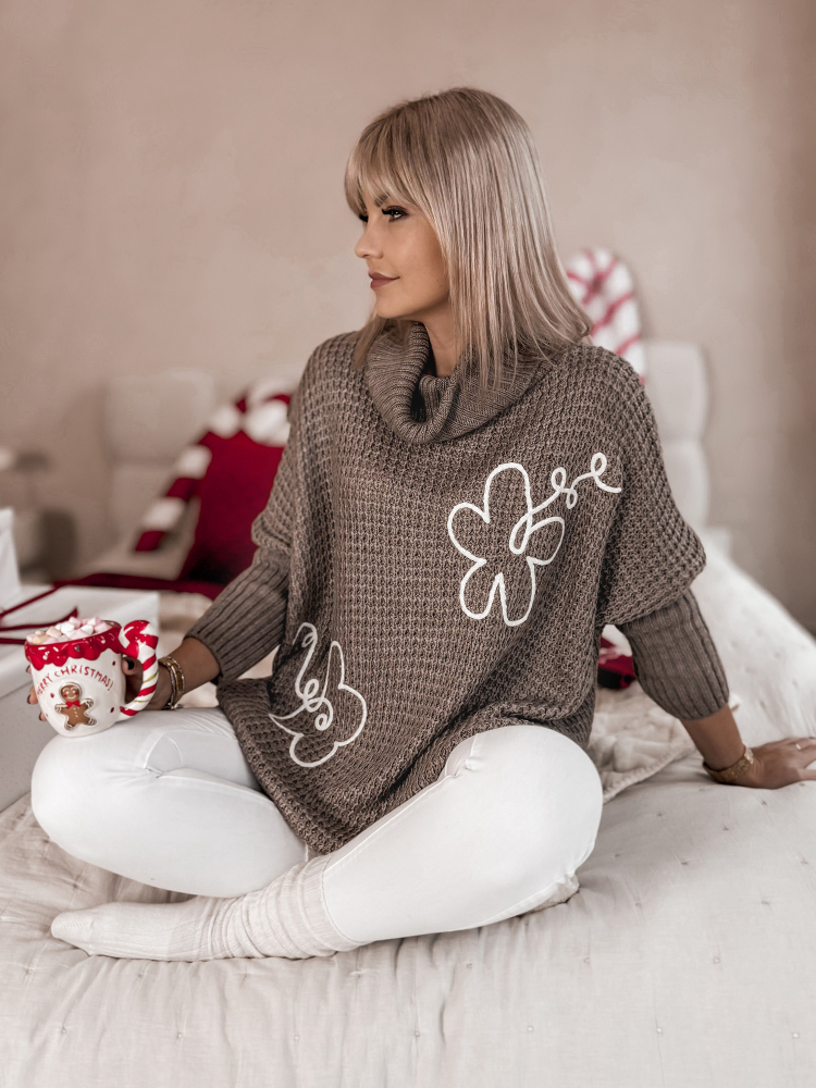 SWETER TEAMO CIEMNOBEŻOWY