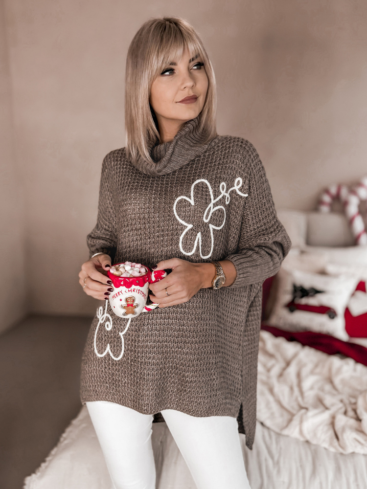 SWETER TEAMO CIEMNOBEŻOWY