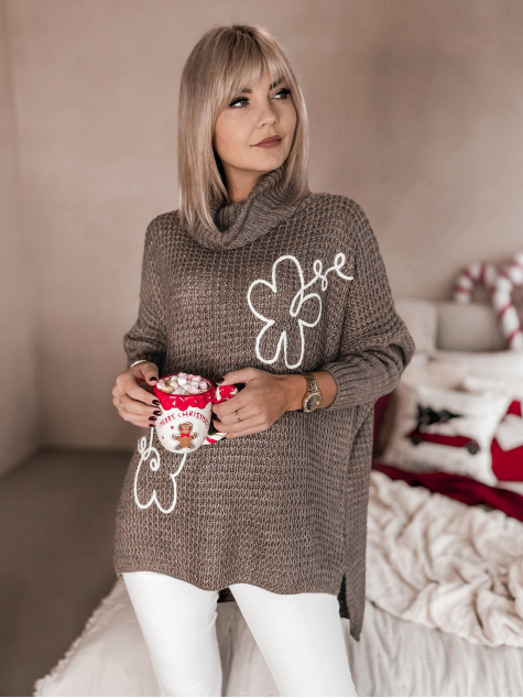 SWETER TEAMO CIEMNOBEŻOWY