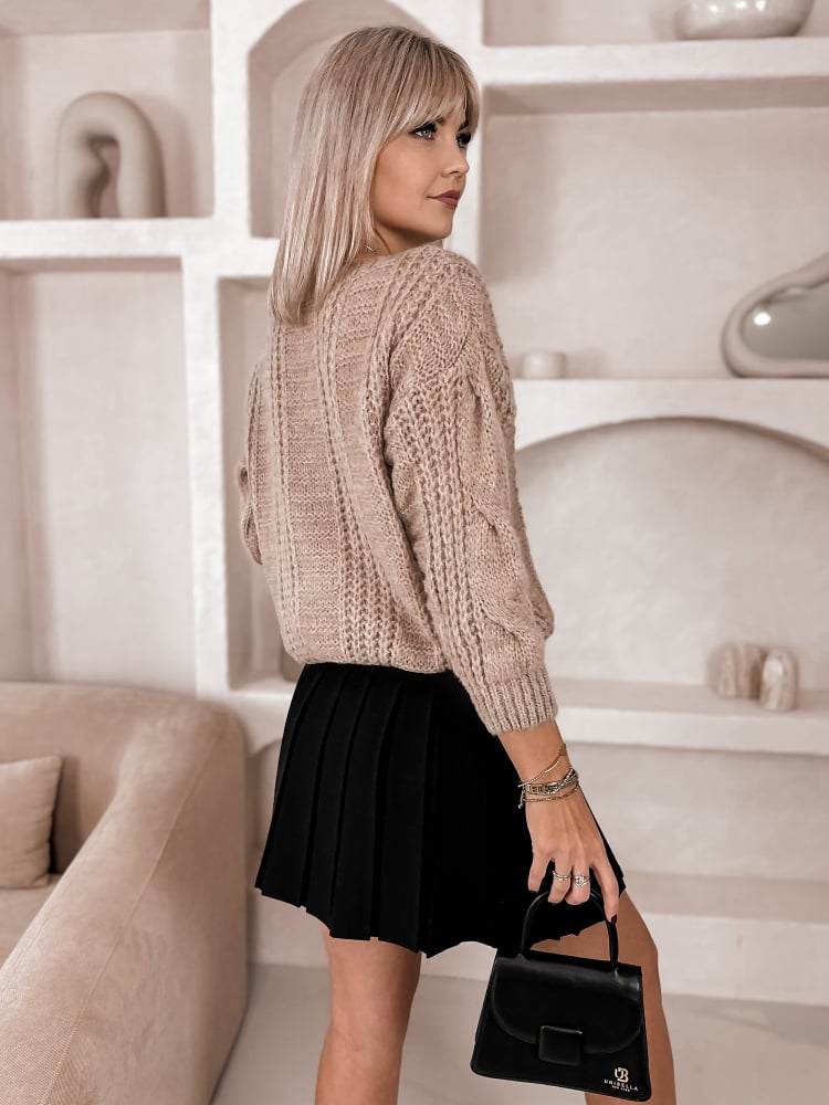 SWETER FLERS CIEMNOBEŻOWY