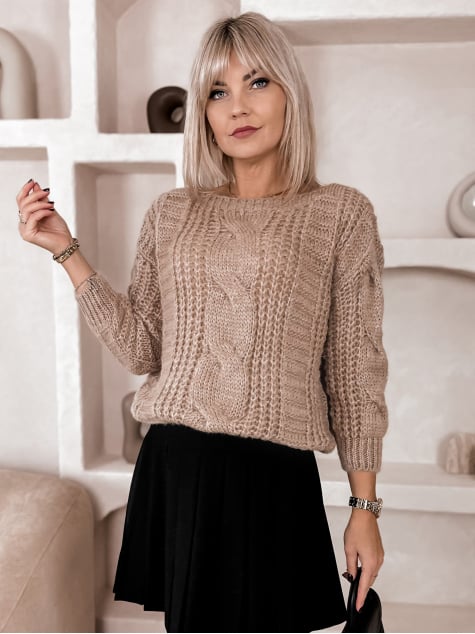 SWETER FLERS CIEMNOBEŻOWY