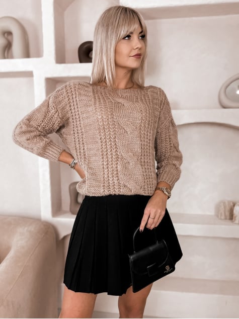 SWETER FLERS CIEMNOBEŻOWY