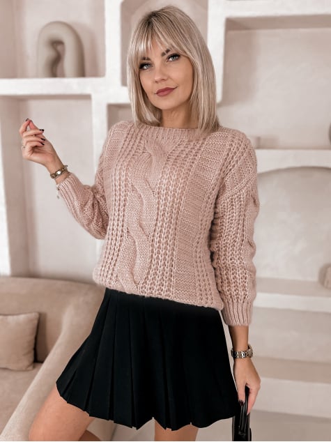 SWETER FLERS PUDROWY RÓŻ