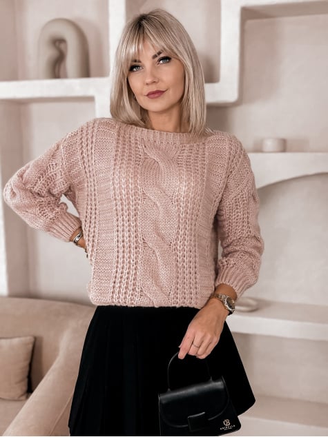 SWETER FLERS PUDROWY RÓŻ