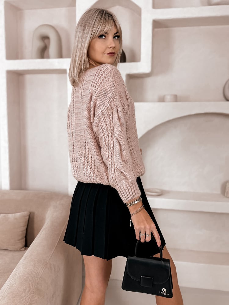 SWETER FLERS PUDROWY RÓŻ