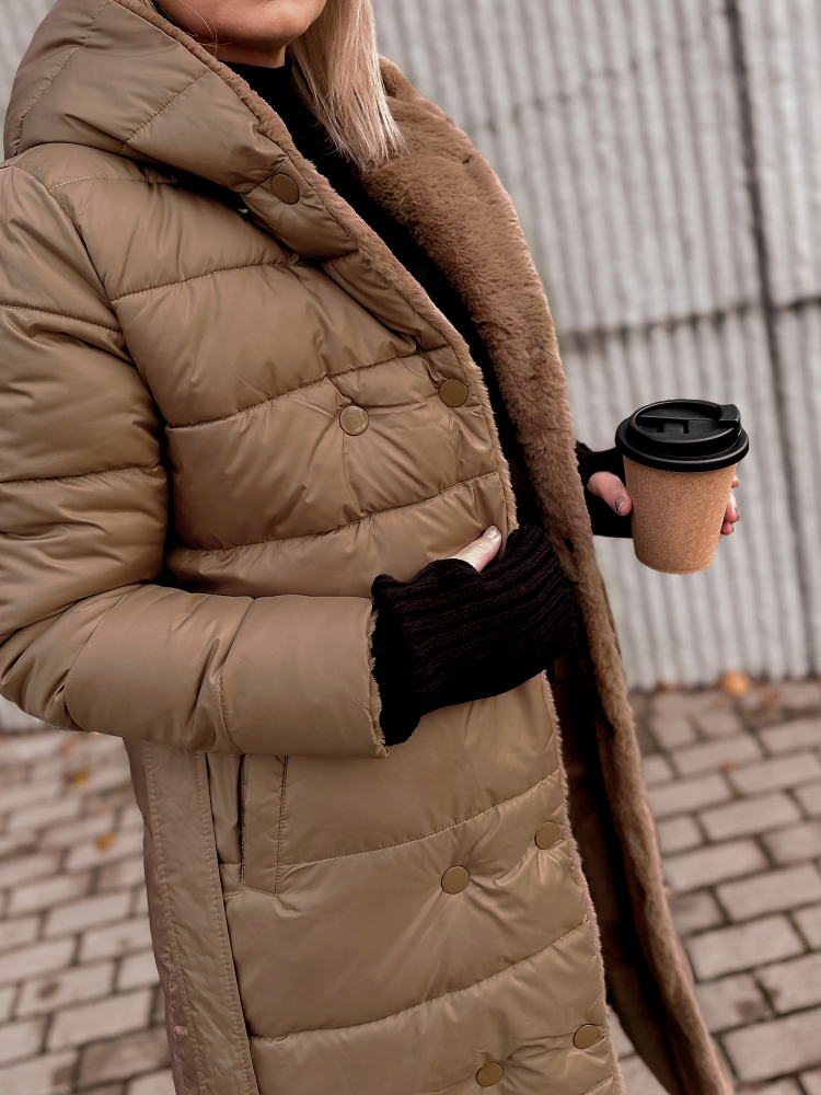 KURTKA DWUSTRONNA VAROLIA KARMELOWA