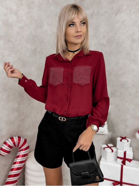 KOSZULA ROKAM BORDOWA