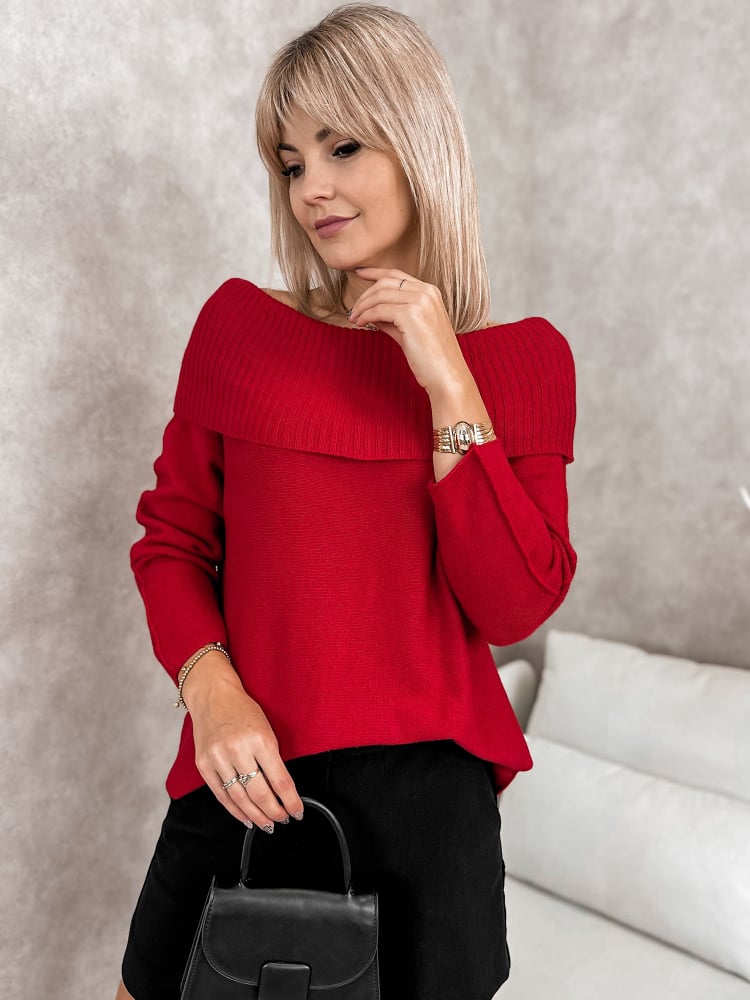 SWETER MANUELLE CZERWONY