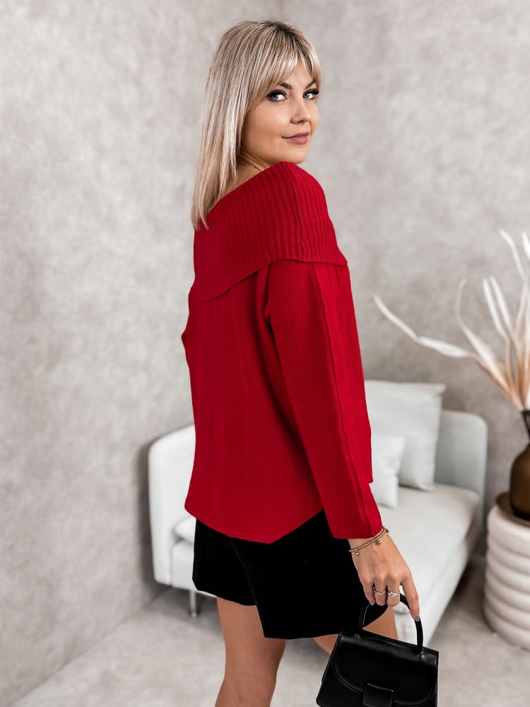 SWETER MANUELLE CZERWONY