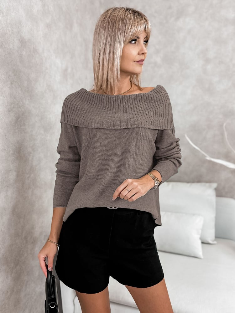 SWETER MANUELLE CIEMNOBEŻOWY