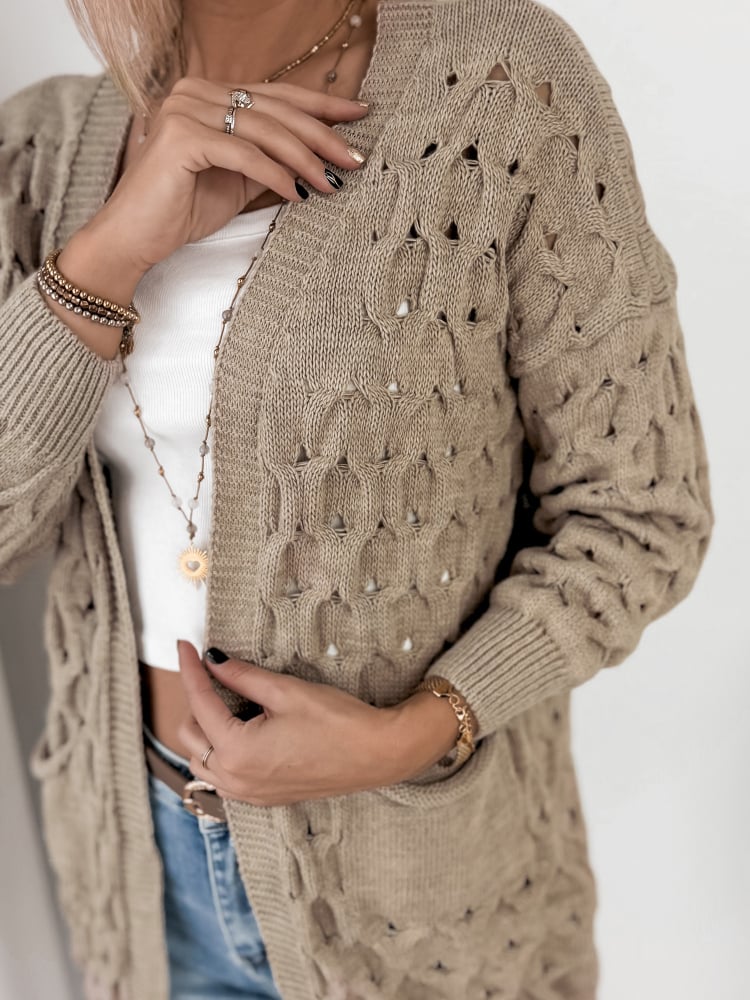 KARDIGAN ADORESSA CIEMNOBEŻOWY