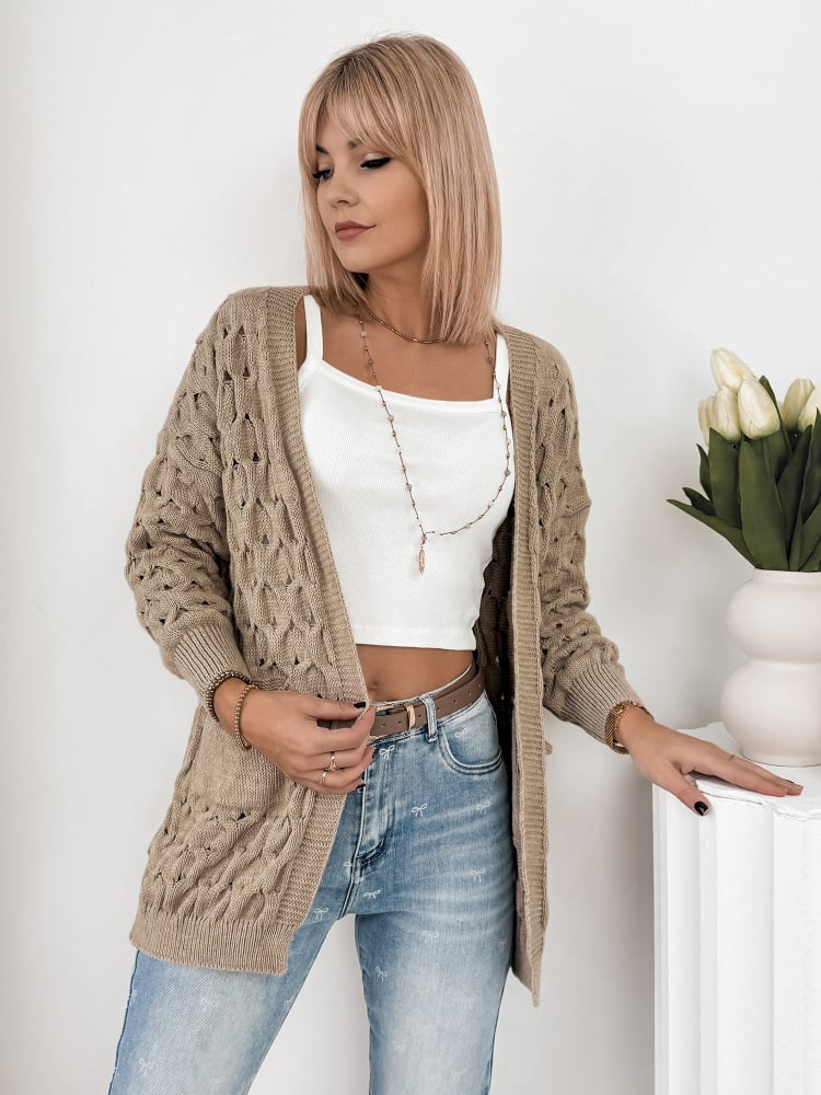 KARDIGAN ADORESSA CIEMNOBEŻOWY