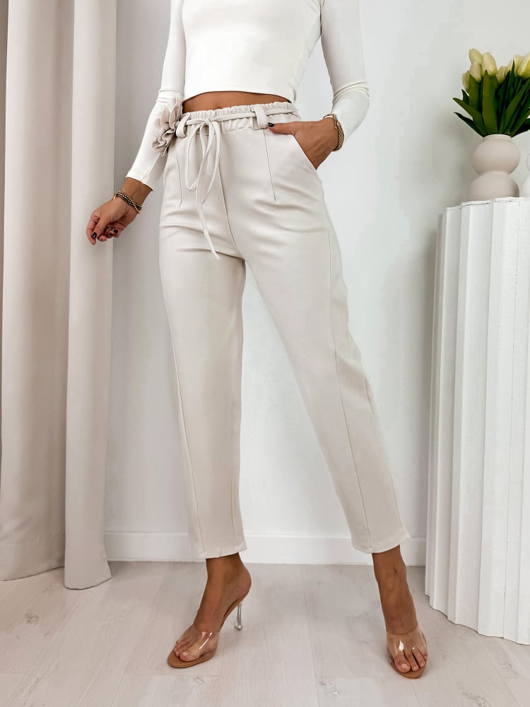 SPODNIE VALIA KREMOWE