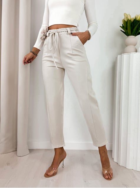 SPODNIE VALIA KREMOWE