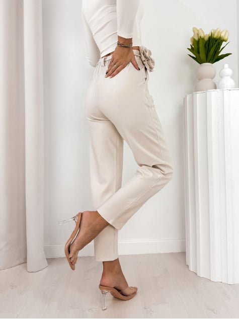 SPODNIE VALIA KREMOWE