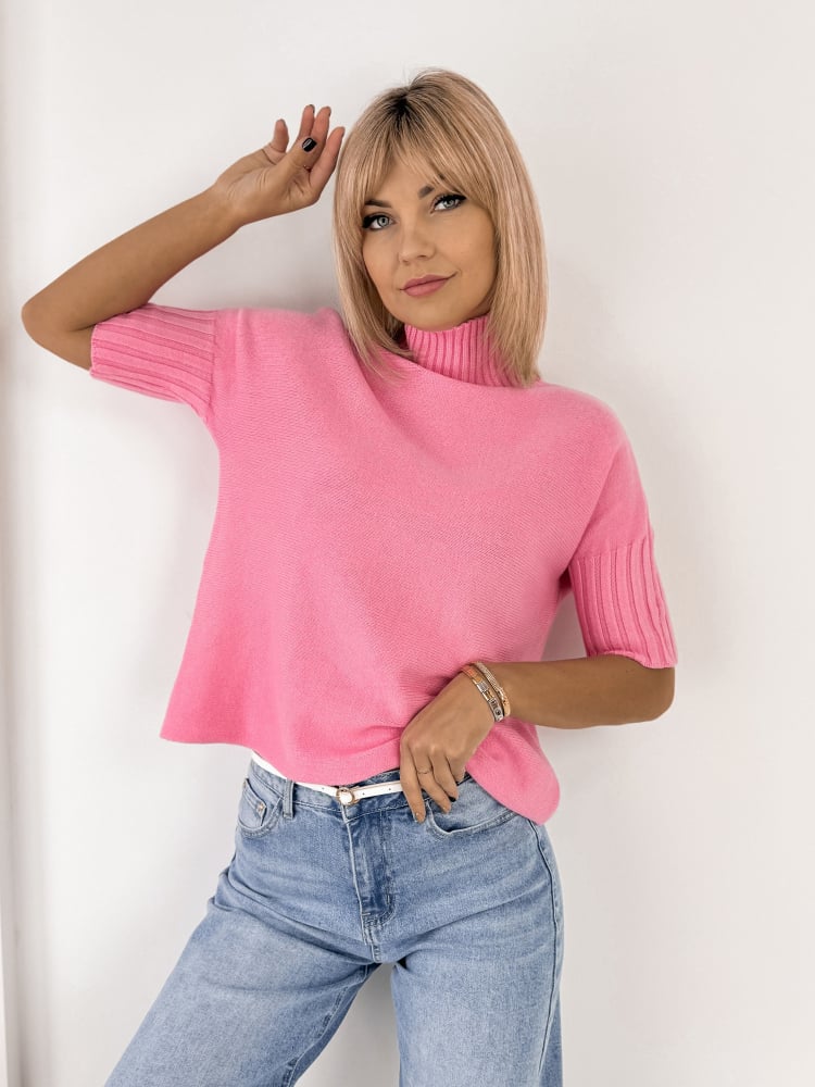 SWETER RAFFE JASNORÓŻOWY