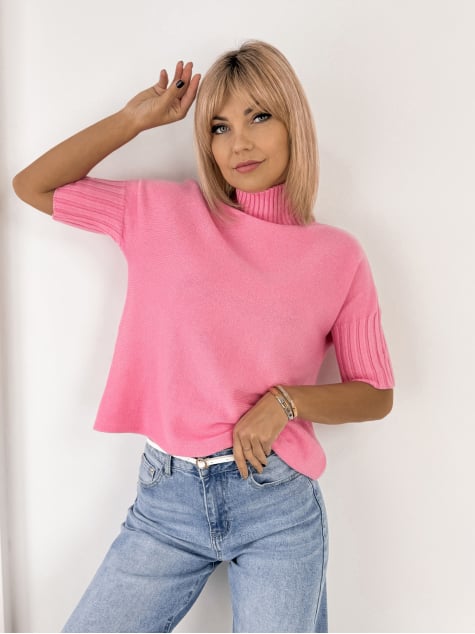 SWETER RAFFE JASNORÓŻOWY