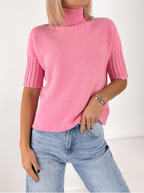 SWETER RAFFE JASNORÓŻOWY